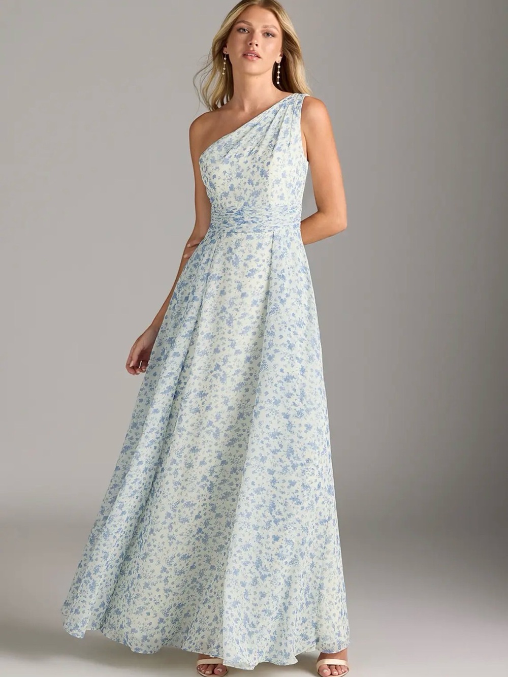 Azazie blue and white ditsy floral bridesmaids dress